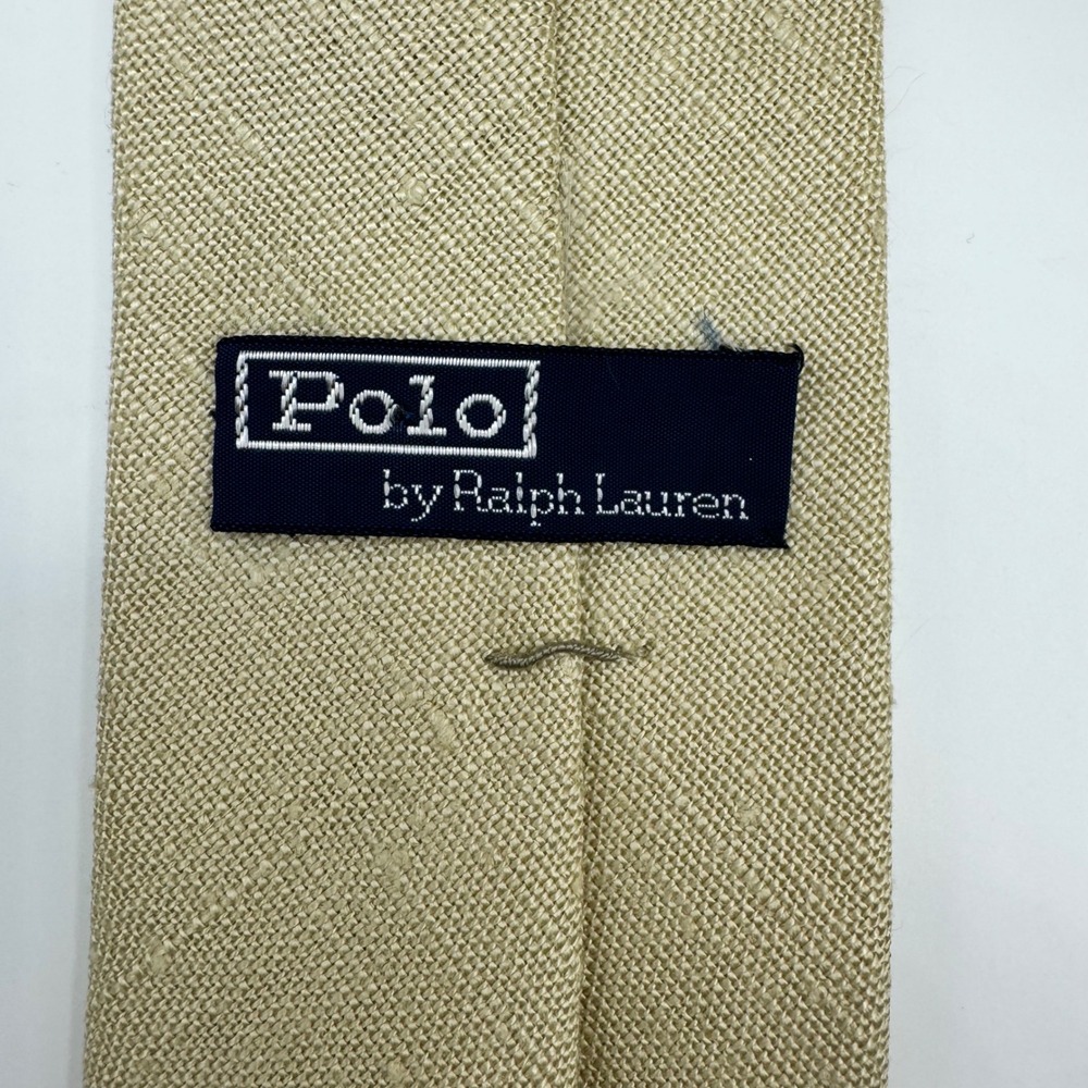 Polo Ralph Lauren Mens Tie Tan 100% Linen Embroidered Pony Logo Luxury Designer - Picture 5 of 9